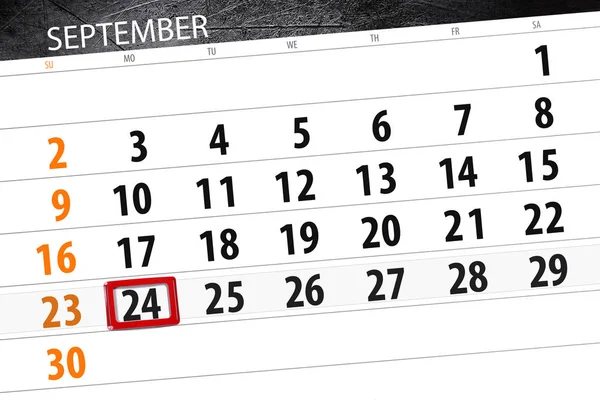 Planificador de calendario para el mes, fecha límite día de la semana, 2018 septiembre, 24, lunes — Foto de Stock