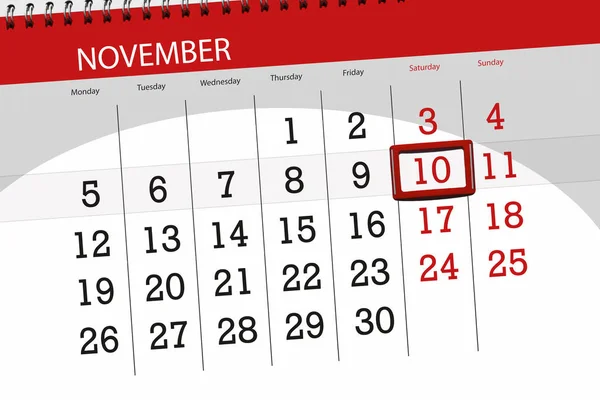 Ayın son günü hafta 2018 Kasım ' 10, Cumartesi için Takvim Planlayıcısı