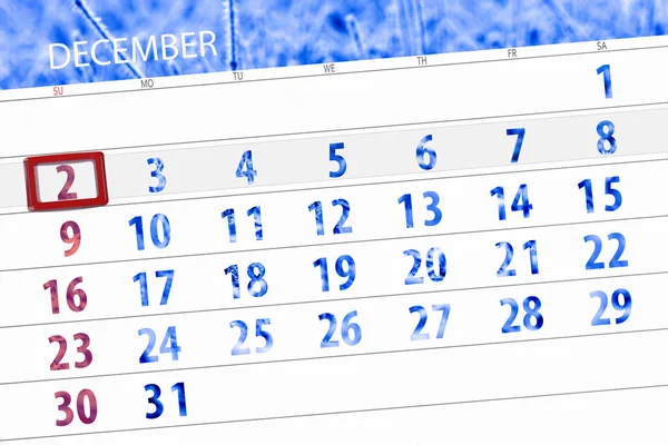 Ημερολόγιο για το σχεδιασμό για το μήνα Δεκεμβρίου 2018, προθεσμία ημέρα, Κυριακή, 2 — Φωτογραφία Αρχείου