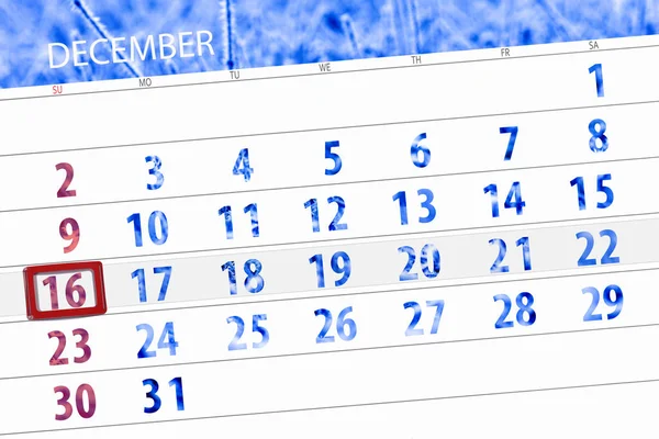 Planificador de calendario para el mes diciembre 2018, fecha límite, domingo, 16 — Foto de Stock