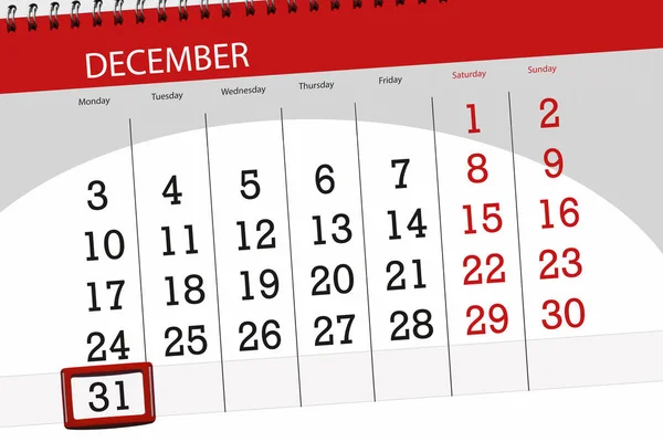 Planner kalendarz dla miesiąca grudnia 2018 r. terminu dnia, w poniedziałek, 31 — Zdjęcie stockowe