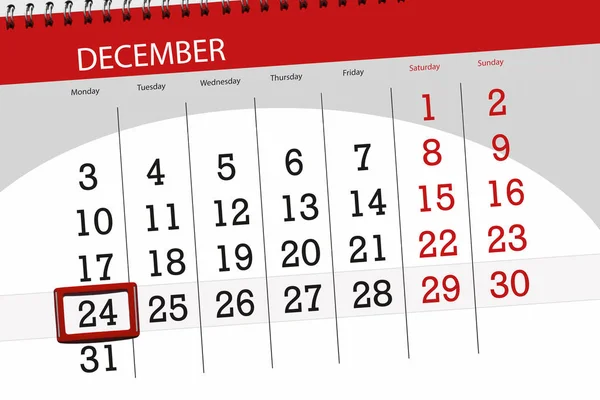 Планувальник календаря за місяць грудень 2018 року, день закінчення, понеділок, 24 — стокове фото