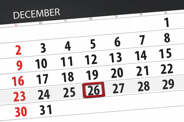 Agenda du mois décembre 2018, date butoir, mercredi, 26 — Photo