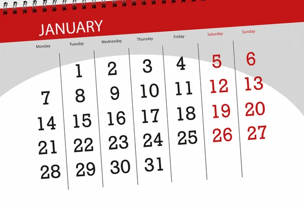 Planificador de calendario para el mes de enero de 2019, fecha límite —  Fotos de Stock