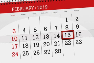 Ay Şubat 2019, son günü, 15, Cuma için Takvim Planlayıcısı