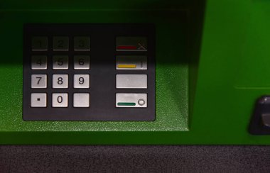 ATM klavye, yeşil, gölge, yakın çekim