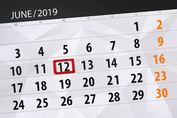 Calendar june 2019, 12, wednesday
