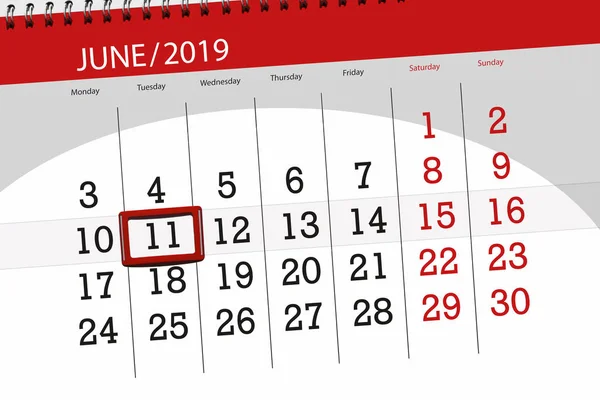 Calendar june 2019, 11, tuesday