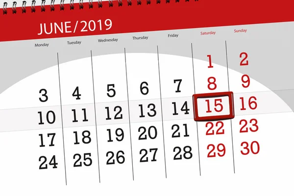 Calendar june 2019, 15, saturday