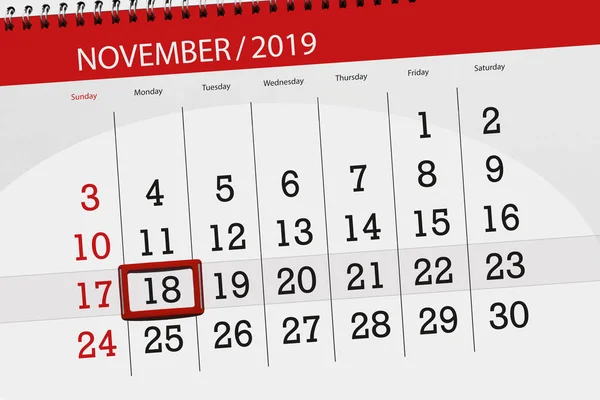 Statisztika (hónap) november 2019, határidő nap, 18, — Stock Fotó