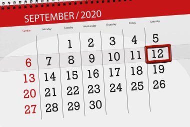 Ayın takvim planlayıcısı Eylül 2020, son gün, 12, Cumartesi.