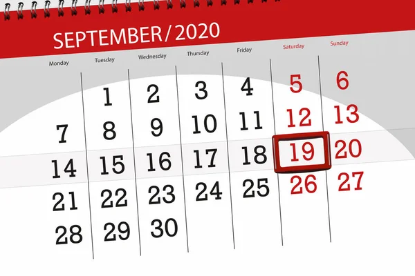 Kalender Planerare För Månaden September 2020 Deadline Dag Lördag — Stockfoto