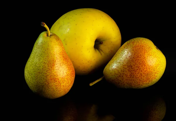 Conjunto Frutas Maduras Prato Espaço Cópia — Fotografia de Stock