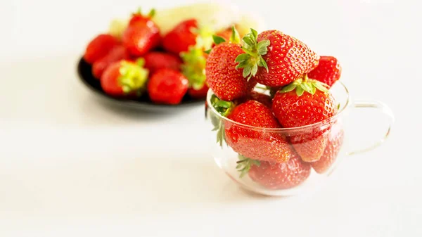 Fresh Fruit Strawberries White Background — Stock Photo, Image