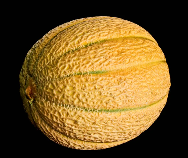Melon Jaune Repose Sur Fond Noir Une Récolte Légumes — Photo