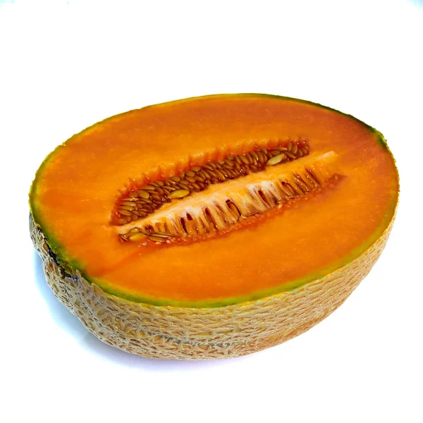Melon Jaune Repose Sur Fond Noir Une Récolte Légumes — Photo