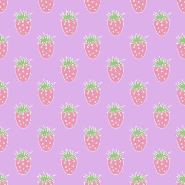 Meyve çilek deseni pembe arka plan