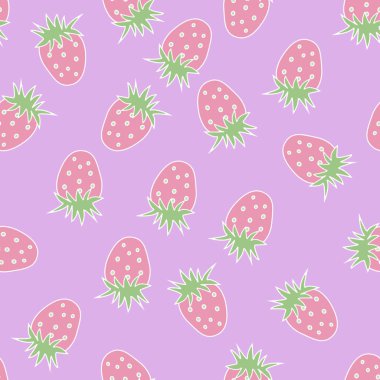 Meyve çilek deseni pembe arka plan