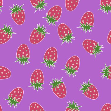 Meyve çilek deseni pembe arka plan