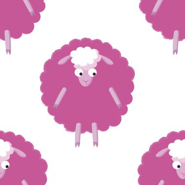 pembe sevimli vektör kuzu koyun illüstrasyon model