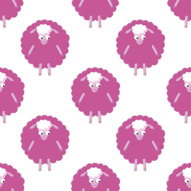 pembe sevimli vektör kuzu koyun illüstrasyon model