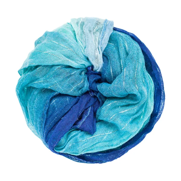 Blå Silk Scarf Isolerade Vit Bakgrund Kvinnliga Tillbehör — Stockfoto