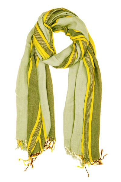 Gula Silk Scarf Isolerade Vit Bakgrund Kvinnliga Tillbehör — Stockfoto