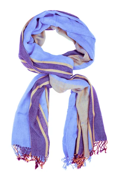 Blauwe Zijde Sjaal Geïsoleerd Witte Achtergrond Vrouwelijke Accessoire — Stockfoto