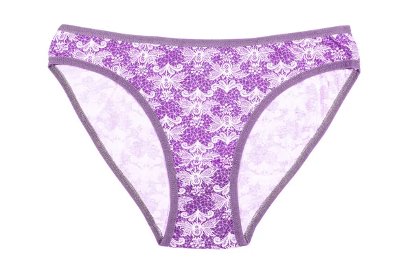 Women Cotton Panties Flowered Isolated White Background Lilac Underwear — Stock Photo, Image