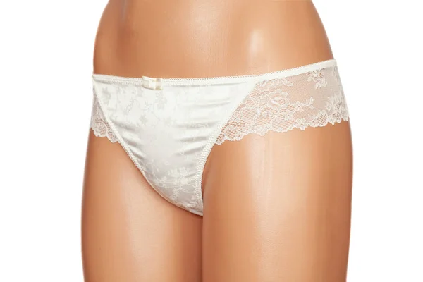 Calcinhas Femininas Manequim Isolado Fundo Branco Roupa Interior Branca — Fotografia de Stock