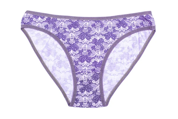 女性の綿のパンティーは開花に孤立した白い背景です 薄紫色の下着 — ストック写真