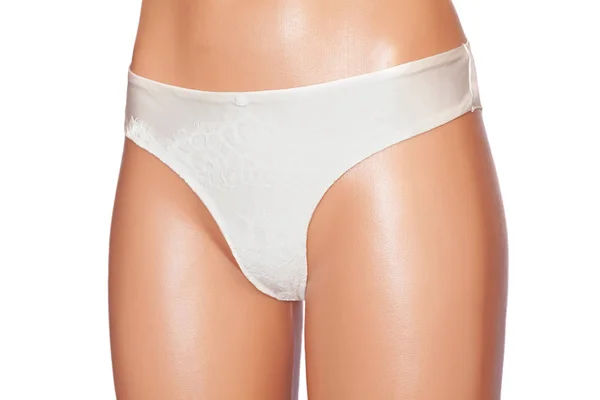 Female Erotic Panties Mannequin Isolated White Background White Underwear Closeup — Stock Photo, Image