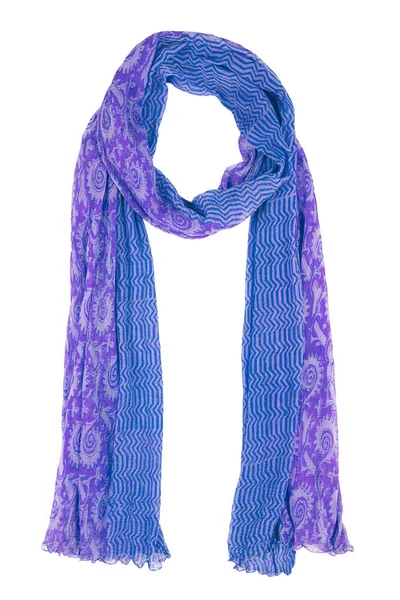 Blå Silk Scarf Isolerade Vit Bakgrund Kvinnliga Tillbehör — Stockfoto