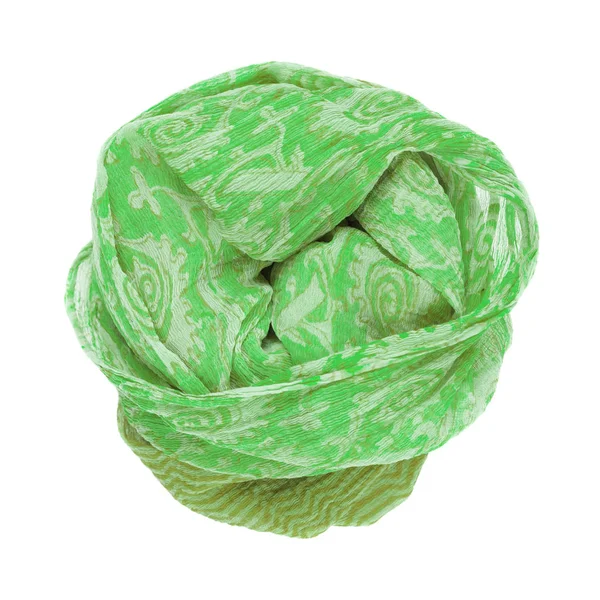 Green Silk Scarf Isolated White Background Female Accessory — Stock Photo, Image