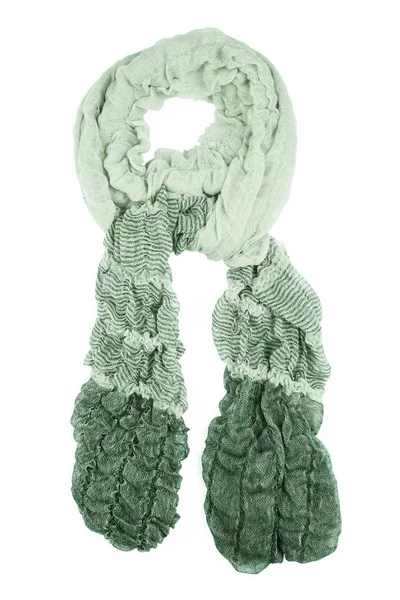 Green Wool Scarf Isolated White Background Female Accessory — Stock Photo, Image