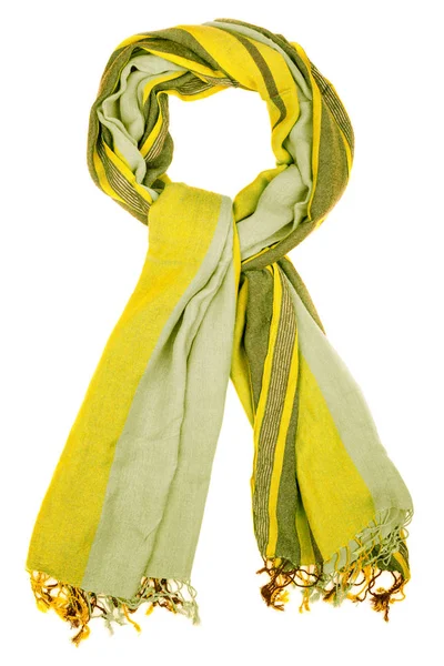 Žluté Hedvábí Šátek Izolované Bílém Pozadí Ženské Příslušenství — Stock fotografie