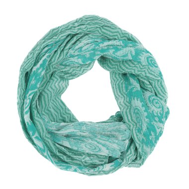 Yeşil İpek eşarp izole üzerinde beyaz arka plan. Kadın Aksesuar.