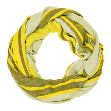 Sarı İpek eşarp izole üzerinde beyaz arka plan. Kadın Aksesuar.