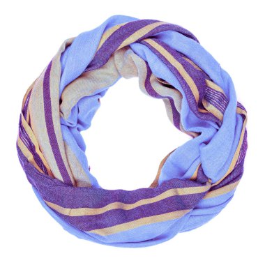 Mavi İpek eşarp izole üzerinde beyaz arka plan. Kadın Aksesuar.