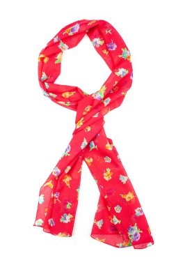 İpek eşarp. Kırmızı İpek eşarp izole üzerinde beyaz arka plan