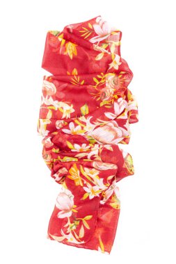 İpek eşarp. Kırmızı İpek eşarp izole üzerinde beyaz arka plan