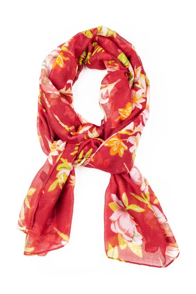 絹のスカーフ。赤のシルク スカーフに孤立した白い背景 — ストック写真