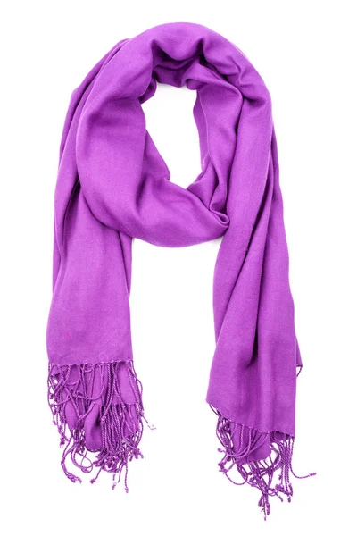 Шелковый шарф. Фиолетовый шелковый шарф изолирован на белом фоне — стоковое фото