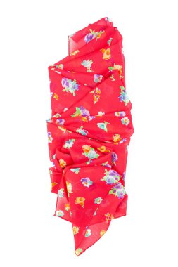 İpek eşarp. Kırmızı İpek eşarp izole üzerinde beyaz arka plan