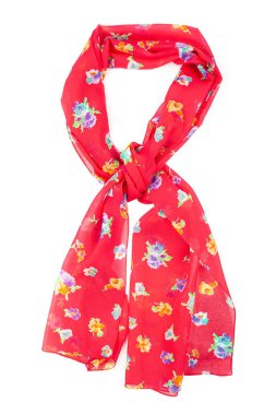 İpek eşarp. Kırmızı İpek eşarp izole üzerinde beyaz arka plan