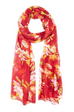 İpek eşarp. Kırmızı İpek eşarp izole üzerinde beyaz arka plan