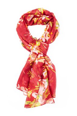 İpek eşarp. Kırmızı İpek eşarp izole üzerinde beyaz arka plan