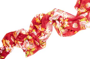 İpek eşarp. Kırmızı İpek eşarp izole üzerinde beyaz arka plan