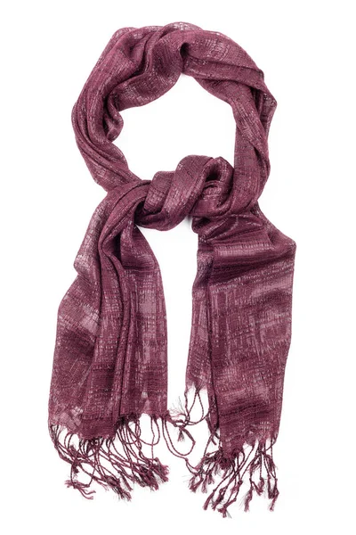 Sidenscarf. Burgundy sidenscarf isolerad på vit bakgrund — Stockfoto