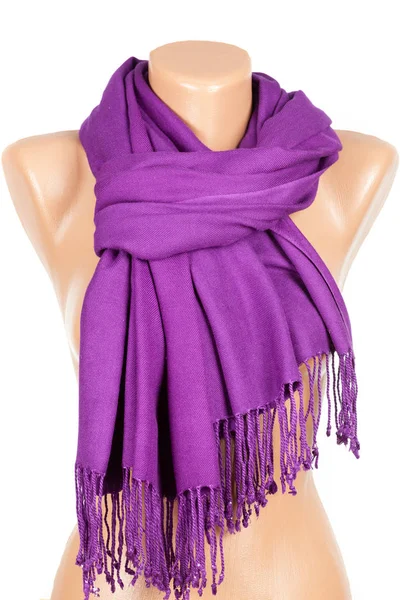 模特在白色背景上孤立的淡紫色围巾. — 图库照片